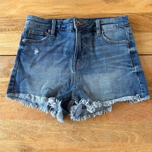 Kendall +Kylie The Drifter High Rise Raw Hem Denim Cutoff Shorts Size 9/29 EUC